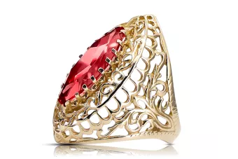 14k žluté zlato Rubín  Vintage style vrc090y